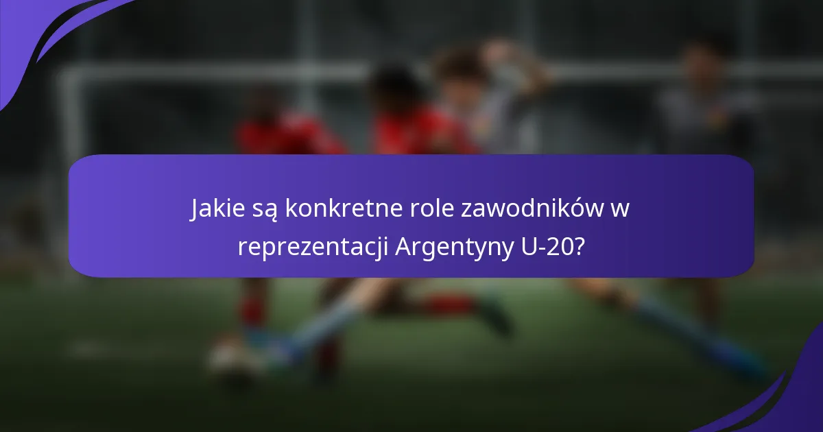 Jakie są konkretne role zawodników w reprezentacji Argentyny U-20?